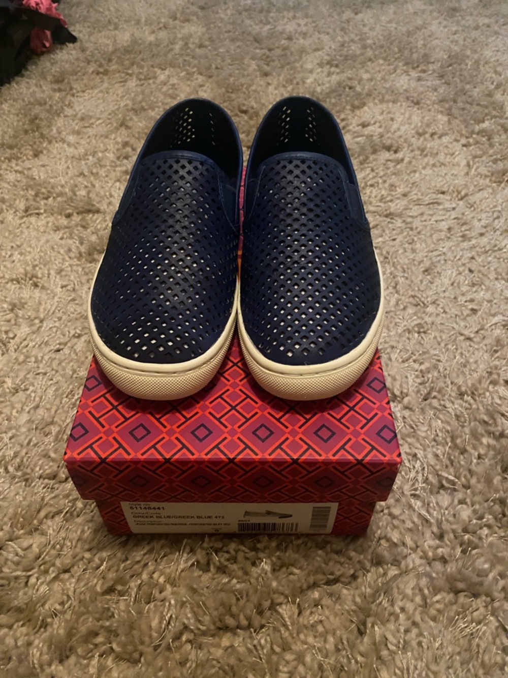 TORY BURCH Jesse Perforated Sneaker in Greek Blue